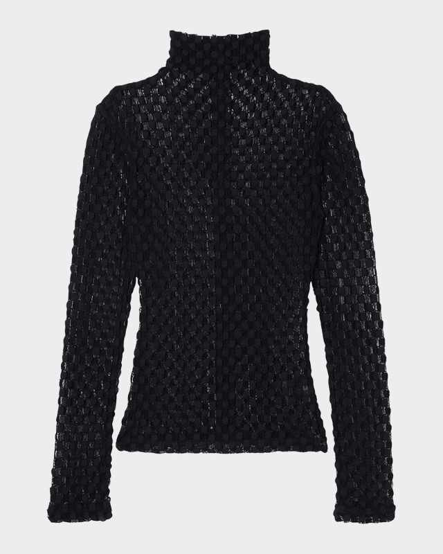 Geometric Lace Turtleneck Top